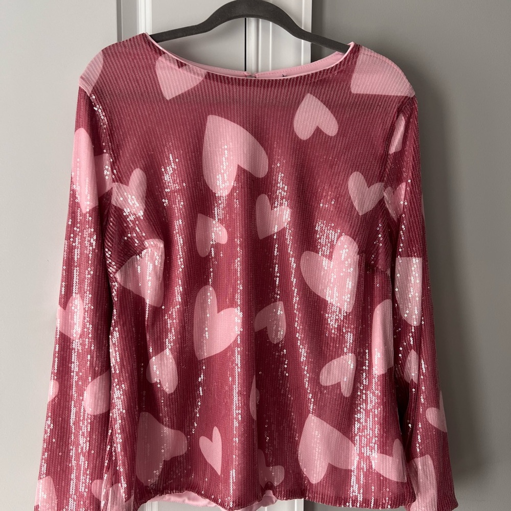 Eloquii Pink Heart Sequin Top